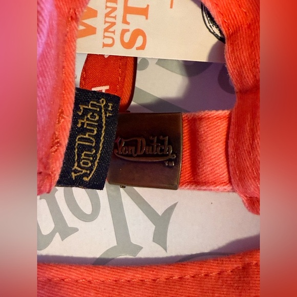 NWT Von Dutch Distressed Denim Adjustable Dad Cap in Orange main image 4